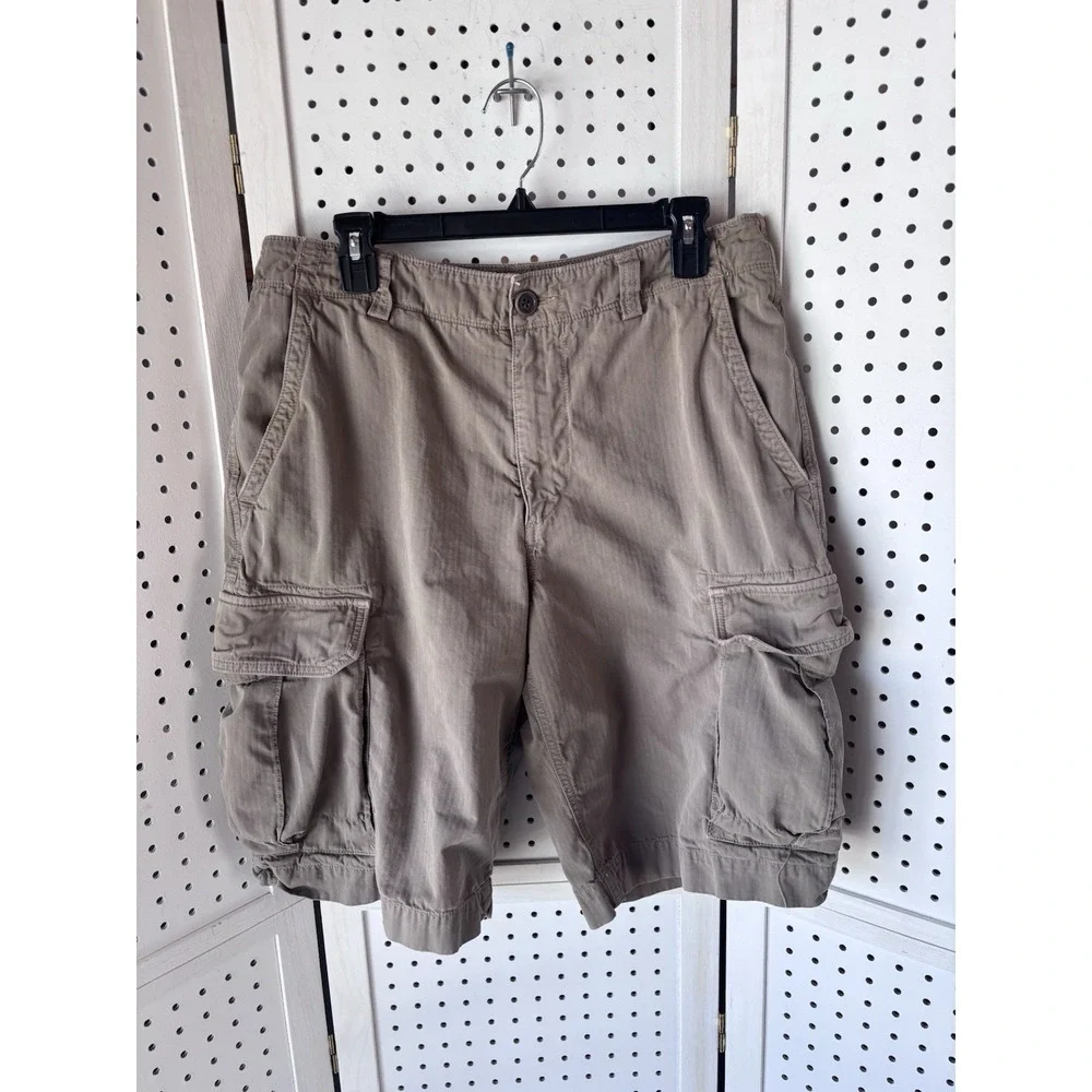 Banana Republic Men's 33‎ Relaxed Fit Cargo Khaki Shorts Twill Brown